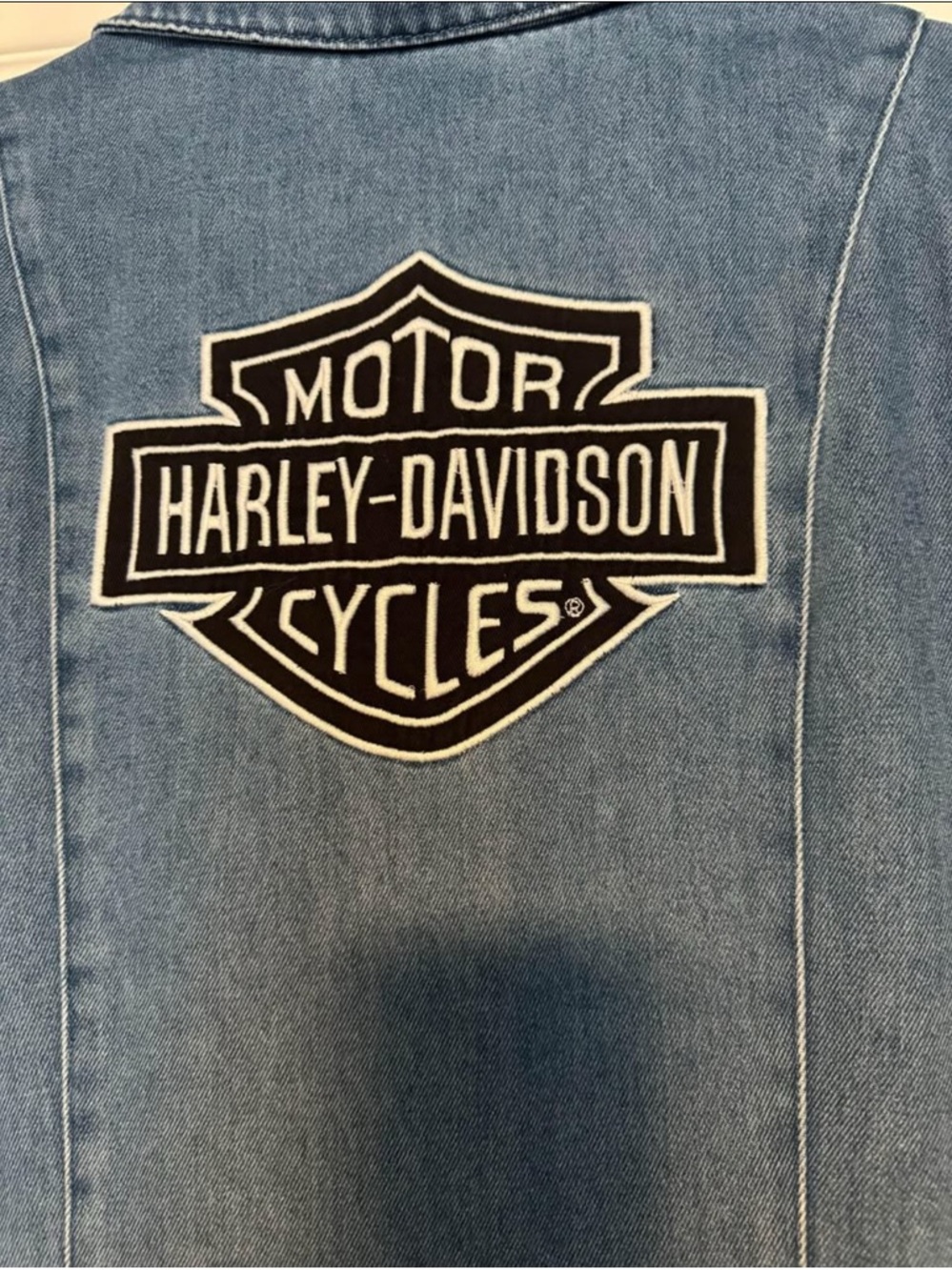 Harley-Davidson Blue Denim Short Romper with Back Emblem - Picture 3 of 4